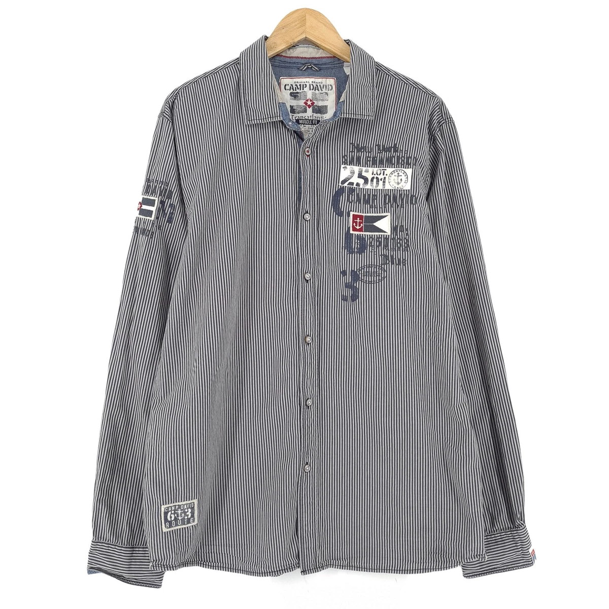 Camp David Henley-shirt voor heren met all-over print en borduurwerk, groen (deep green), 3XL