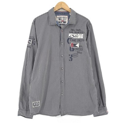Camp David Herrenhemd Gestreift Baumwolle Knopf Kurzarm? Button Up Slim Fit XL