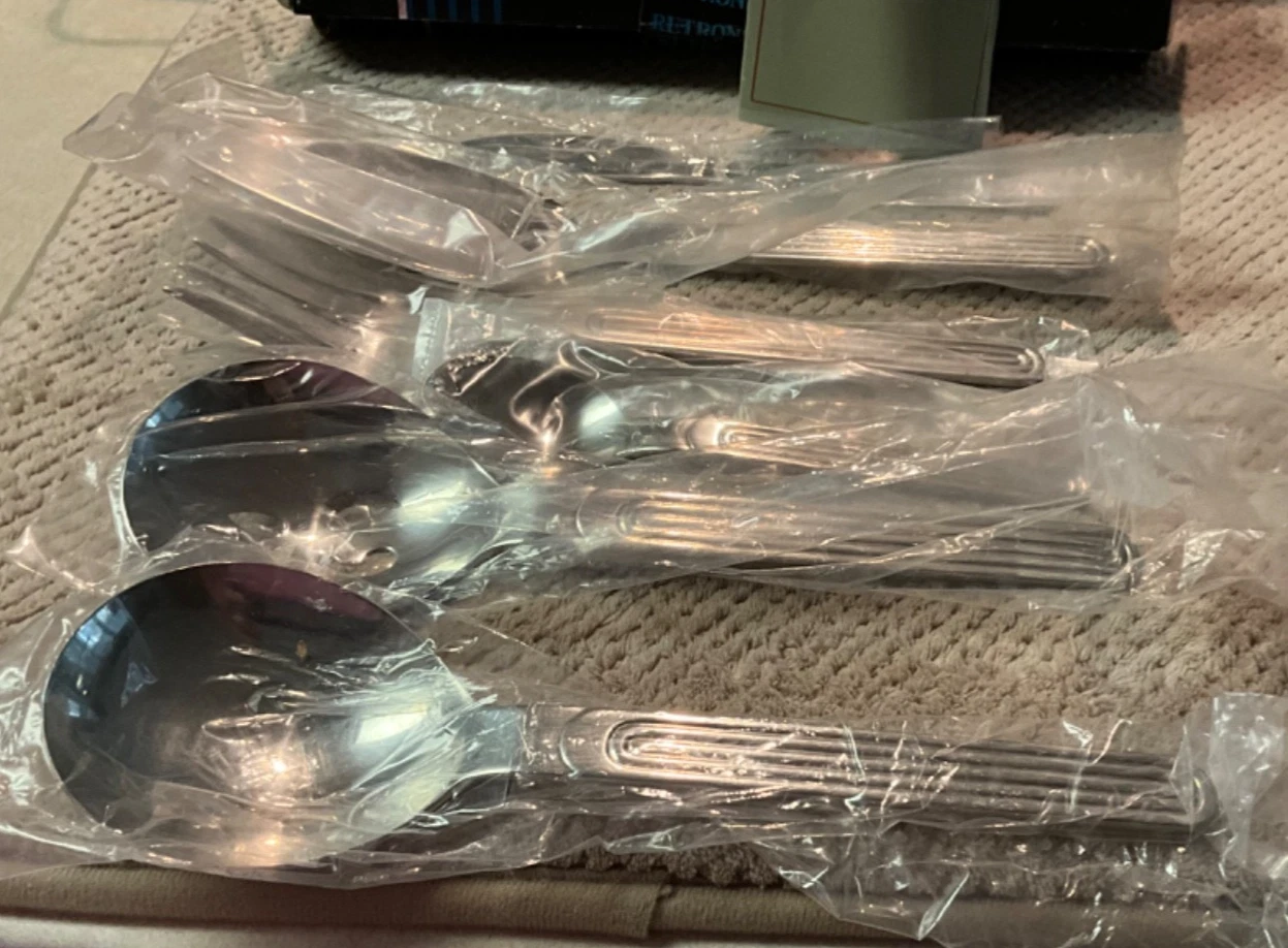 6 Piece Retroneu Ellipse Hostess Set NIB Serving Fork Spoon Sugar Butter Pie
