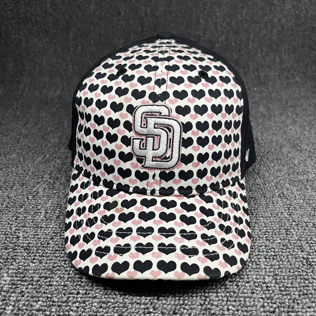 San Diego Padres '47 Brand Kids Heart Pattern MVP Adjustable Hat Cap Black Pink