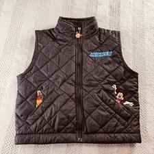 Vintage 90s Youth Size 4T/5T - Disney Mickey Mouse Pluto Quilted Black Vest