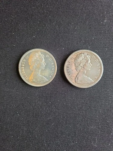 1966&1967 Canada Silver Dollars. 80% ASW 1.2 troy ounces Total. Nice Luster