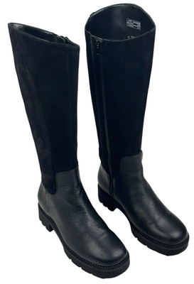 Vionic Fallbrook Water Resistant Black Leather Knee High Boots Womens 8 New $250