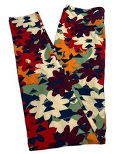 LuLaRoe Leggings OS One Size Floral PURPLE ORANGE Modern Abstract DAISY Stretchy