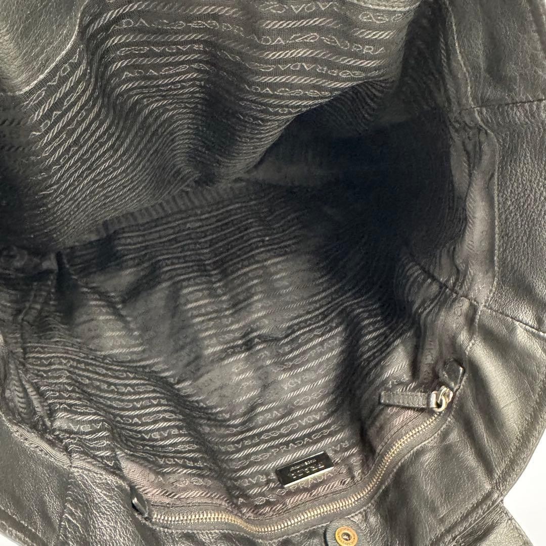 PRADA Large Leather Tote Bag Shoulder Bag Black thumbnail 17