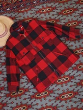 Vintage Woolrich Buffalo Plaid Red Black Virgin Wool Workwear Jacket