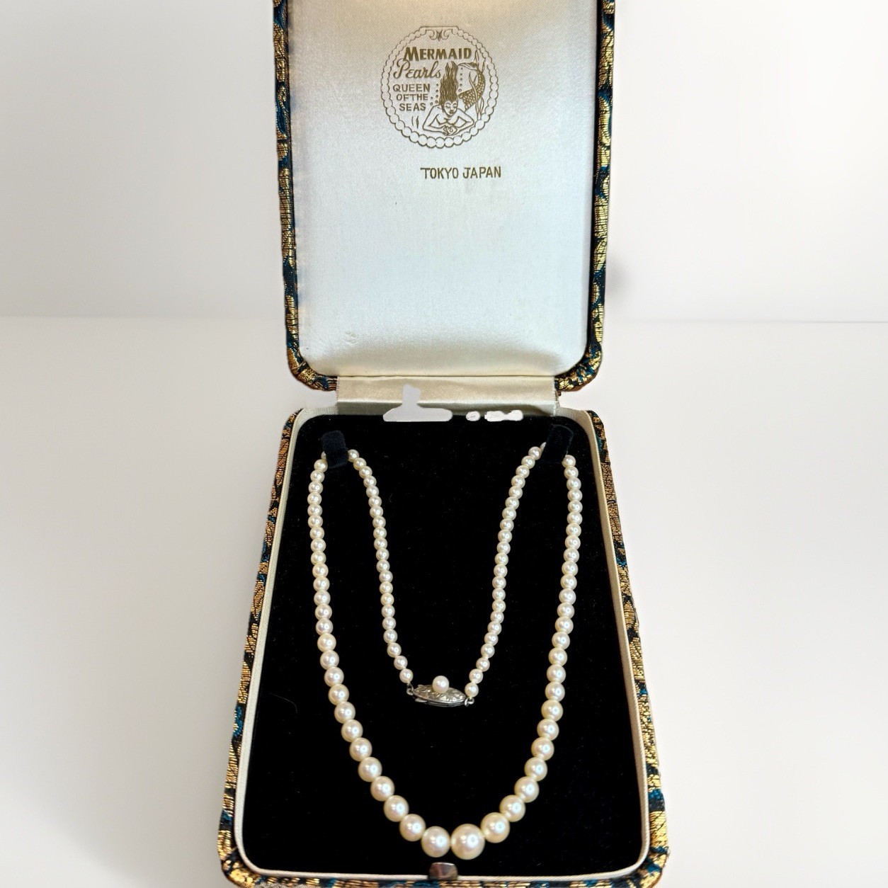 Vintage Akoya Cultured Pearl Necklace | Sterling Silver Clasp | Mint in Original