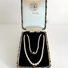 Vintage Akoya Cultured Pearl Necklace | Sterling Silver Clasp | Mint in Original