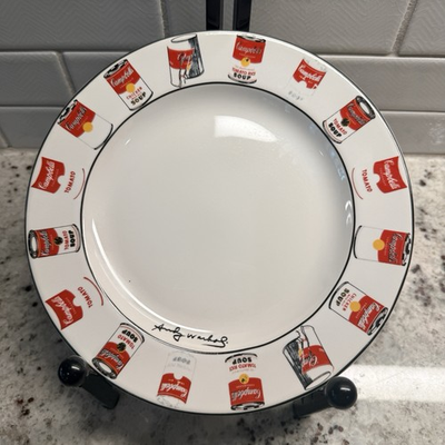 #ad Andy Warhol POP BLOCK Campbell Tomato Soup 8.25” Salad Dessert Plate $18.00