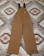 Carhartt Insulated Quilted Bib Overalls R02 BRN Size 36x28.5" Double Knee USA