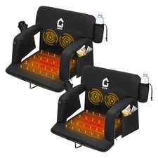 2PCS Massage Heated Stadium Seats with Back, Cushion, Pockets, Cup Holder, 23"W