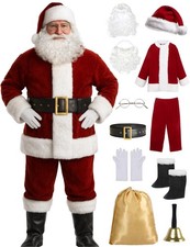 Men's Deluxe Santa Suit 11pc. Christmas Adult Professional Santa Claus Outfit...