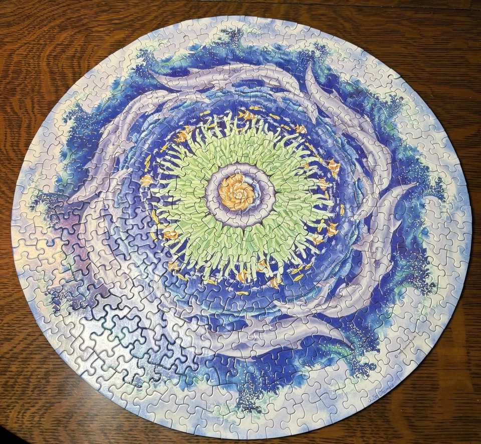 Springbok Sea Mandala Round Jigsaw Puzzle 500 pieces COMPLETE 1993 - Image 2 of 4