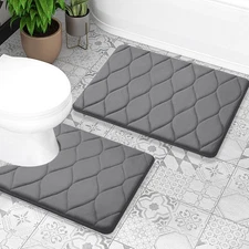 Memory Foam Bath Mat Set, Non Slip Super Water Absorption Soft Bathroom Rugs,...