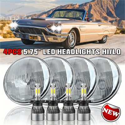 4pcs 5.75'' 5-3/4'' Black LED Headlights Hi Lo Beam fits Ford Thunderbird Torino