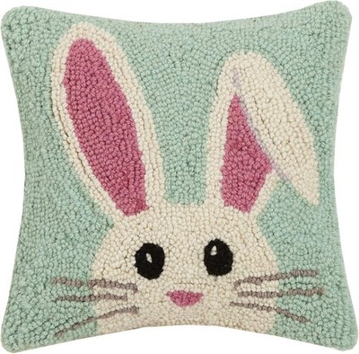 Peking Handicraft Hello Easter Bunny Hook Pillow, Wool Cotton, 10 in