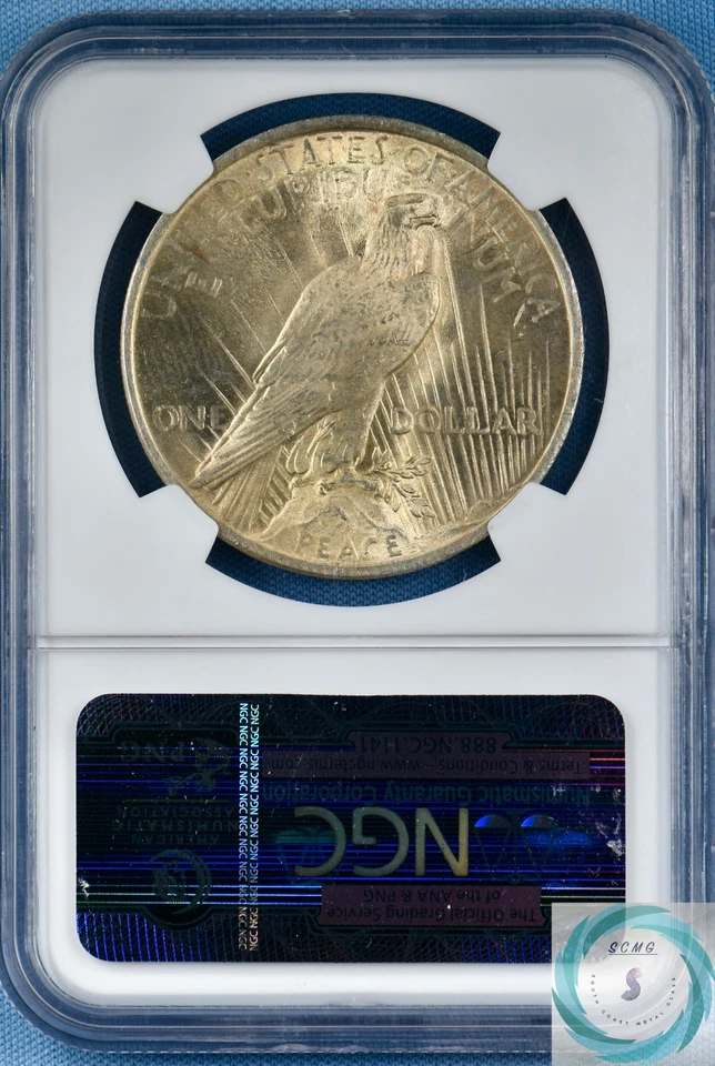 1923 Peace Dollar NGC MS 65+ w/CAC - Brilliant Amber Gold - Image 2 of 4