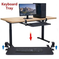 Slide Out Keyboard Tray Under Desk Pull Out Drawer Keyboard Mouse with C Clamp