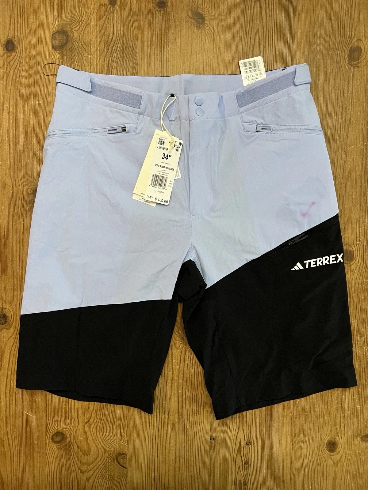 Adidas Terrex Xperior Slim Fit Hiking Shorts Sz 34 Blue Black HN2966 NWT Stain