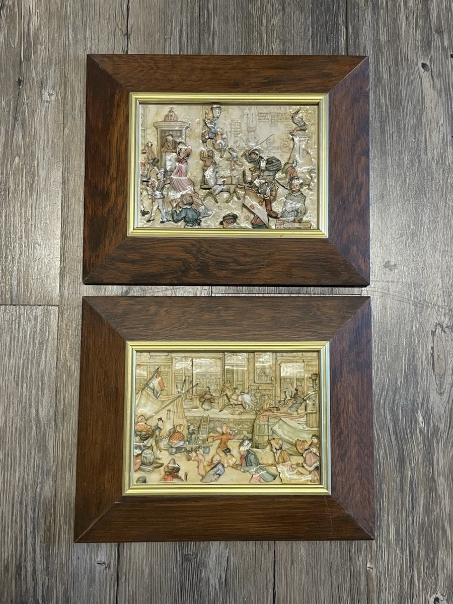 ANTON PIECK シャドーボックス 1970s Anton Pieck 3D Shadow Box Market Wood Framed Ornate Art