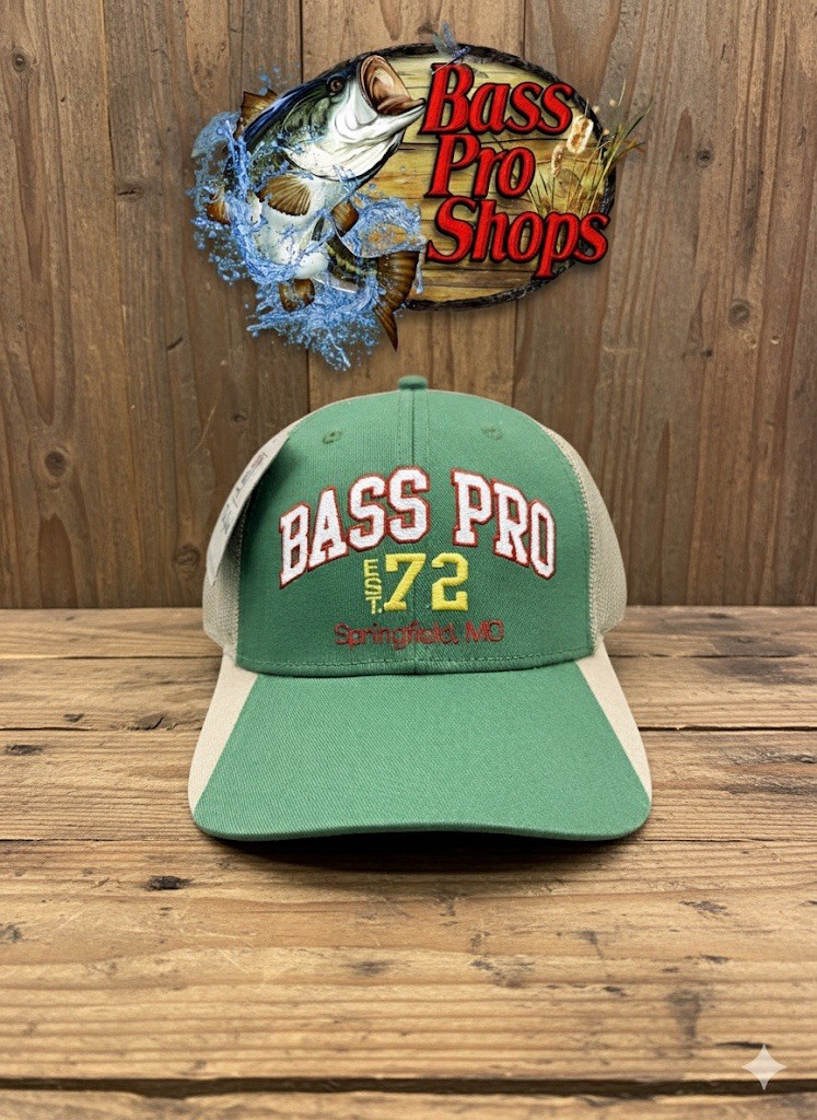 BASS Pro Shops エステート1972 帽子+フックのセット Bass Pro Shops “Est 1972” Green Embroidered Logo Snapback Hat Cap