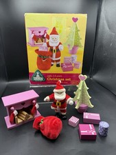 ELC Wooden Dolls House Furniture Christmas Set With Santa Figure & Tree / Gifts