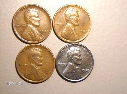 4-VF Lincoln Wheat Cents, Sharp Details, All w/mint marks  F2