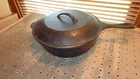Vintage 10 1/4" Lodge Cast Iron 3 notch D Skillet #8 CF Chicken Fryer w/Lid USA