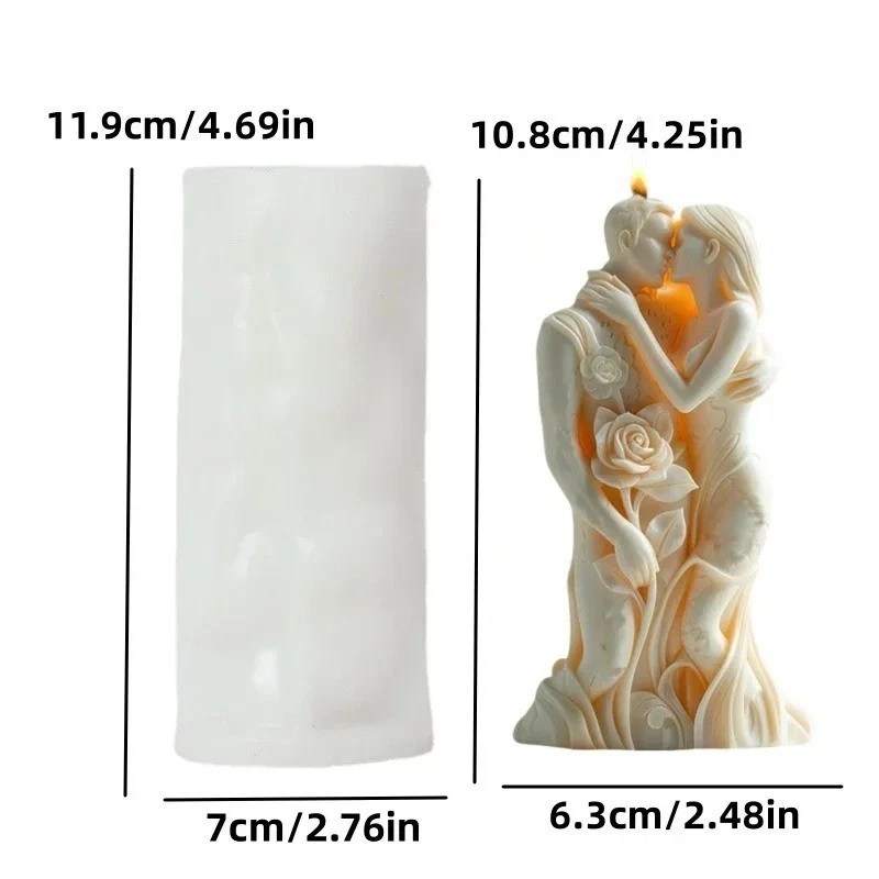 Molde de vela abrazo pareja romántico molde de silicona 3D boda decoración del hogar resina artesanía Foto 3 de 4