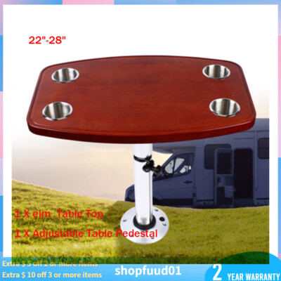Removable Marine RV 22''-28'' Elm Table Top For Marine Boat With 4 Cup Holders