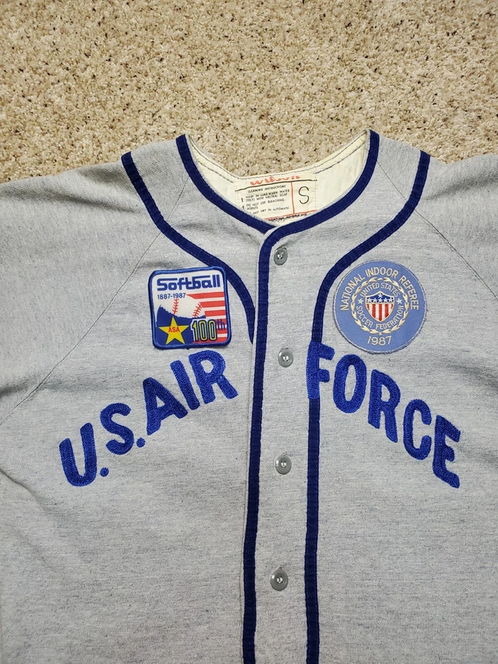 Vintage Wilson's US Air Force Baseball Jersey Small Adults Gray USA Made 1980s - Image 3 of 4