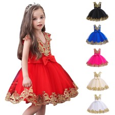 Flower Girls Princess Kids Tutu Dress Sequin Bowknot Party Bridesmaid Prom New