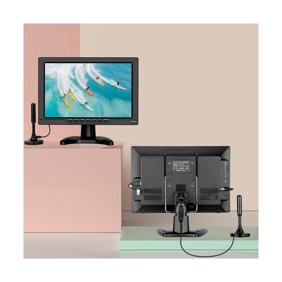 13.3 inch Small TV,Portable tv with Antenna,ATSC Digital TV
