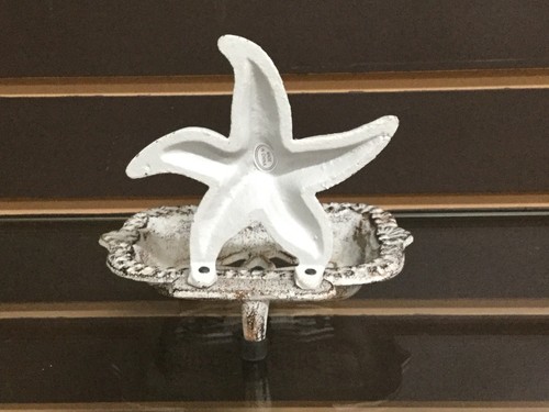Cast Iron Antiqued White Starfish Soap Dish (182-2046) - Picture 2 of 4