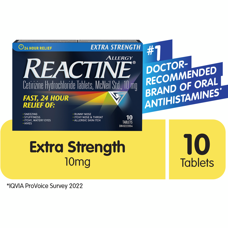Reactine Extra Strength Antihistamine Tablets 10mg Cetirizine