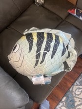 The Little Mermaid Franco Fish Pillow Sparkle Mint Green Fins Plush Flounder