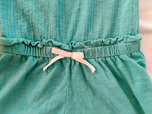 Cat & Jack Girls Ribbed Romper Turquoise SIZE L (10/12) - Picture 4 of 6