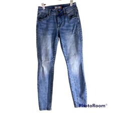 Cabi Cinch Skinny Jeans Sz 4 Mid Rise Bleach Splatter Distressed