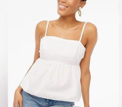 NWOT J. Crew Top Blouse Women s White Tie-Back Strappy Peplum Open Back Sz 8