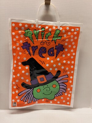 Vintage 2001 Kmart Halloween Witch Orange Plastic Bag Trick Or