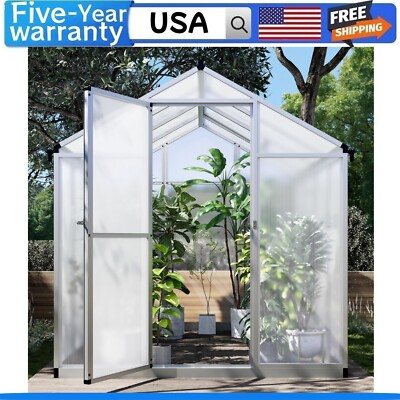 6.25 x 8Ft Greenhouse for Outdoors with Quick Structure Roof Windows Vent Garden