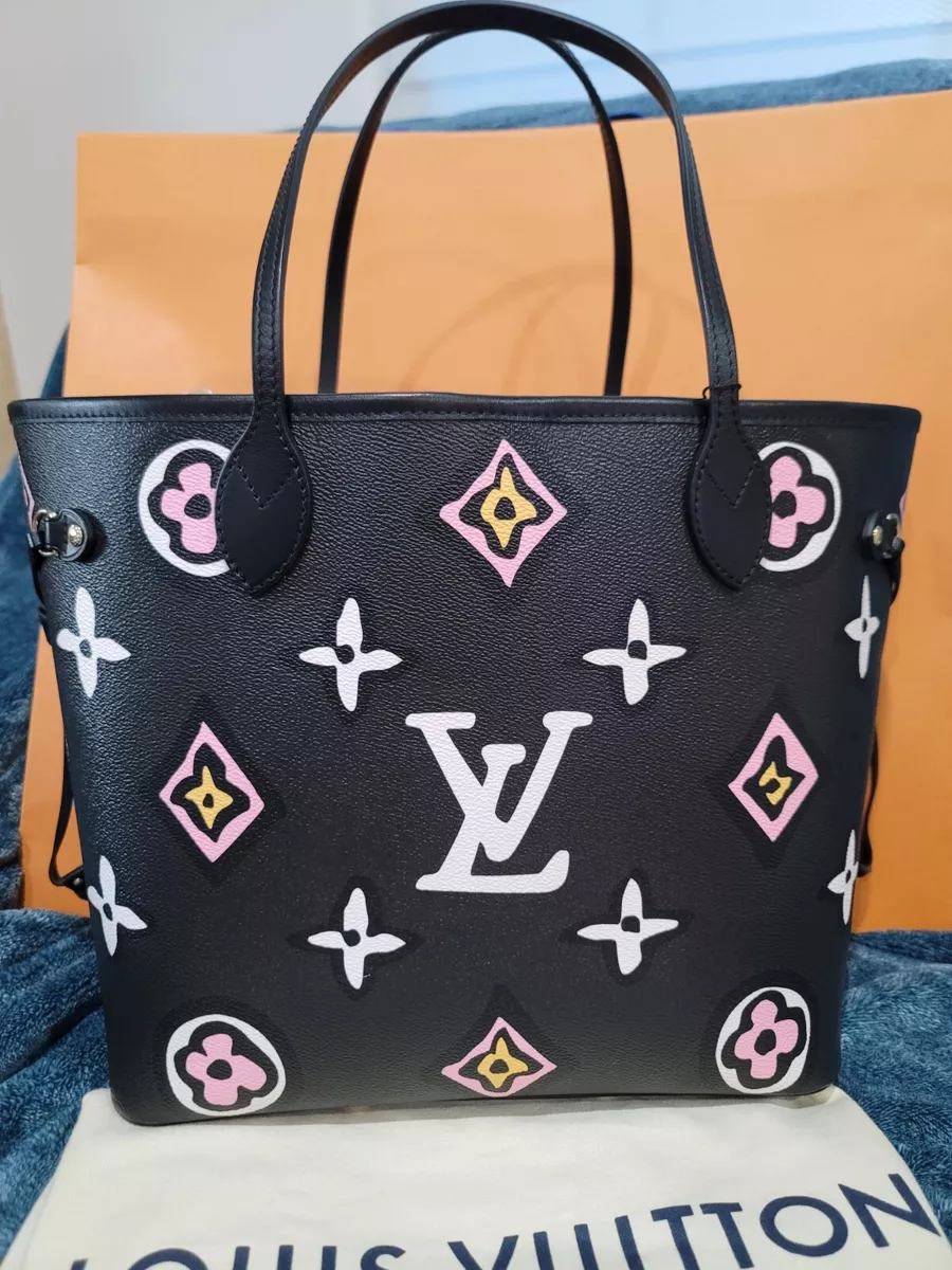 Louis Vuitton Neverfull MM Wild At Heart Monogram Giant Tote Bag Black