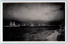 Postcard Grand Finale to Jubilee Naval Review Ships c1930's RPPC Photo Tuck Art