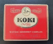 stara blaszana puszka - KOKI nr 100 10 sztuk ręcznie robione cygaretki piaskowiec 