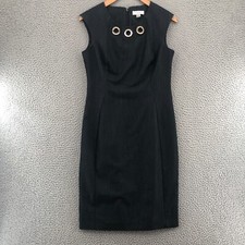 Calvin Klein Dress Womens 4 Gray Sheath Grommet Accent Studded Mini Sleeveless