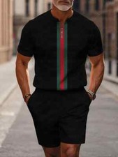 Short Sleeve Zipper Two-piece Set