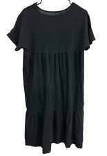 Black Short Sleeve Casual Tiered Ruffled Dress Sz Small