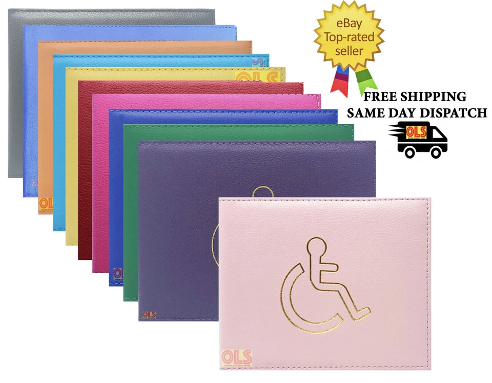 Leather DISABLED badge holder wallet parking blue disability cover wallet