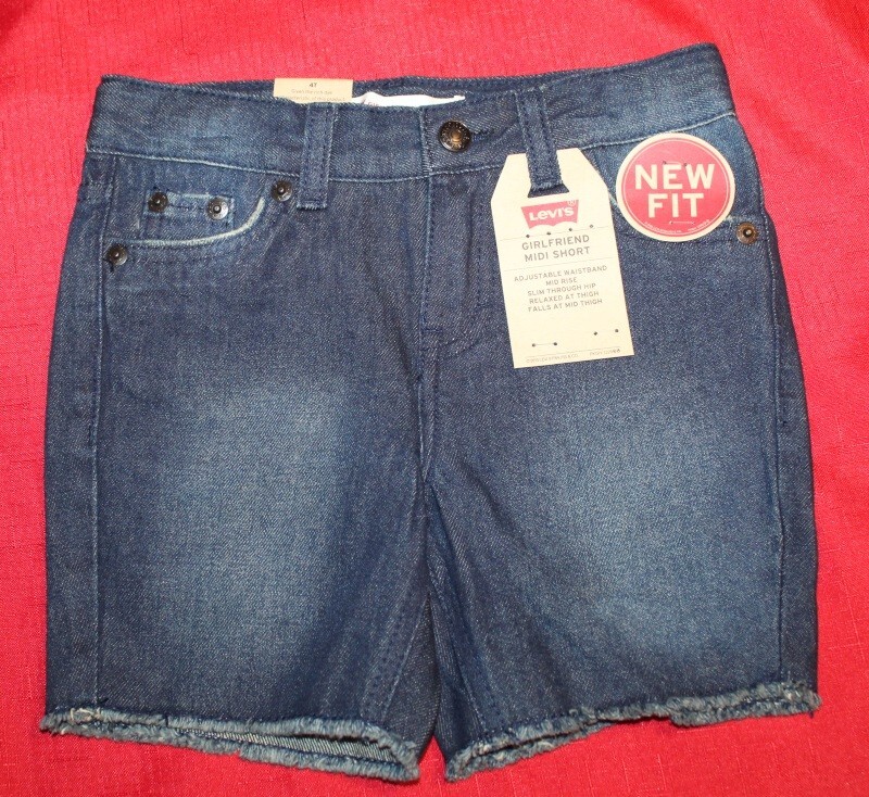 NEW girls LEVIS Girlfriend midi denim jean shorts Size 4T