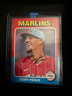 2024 Topps Heritage - #374 Eury Perez AUTOGRAPHED